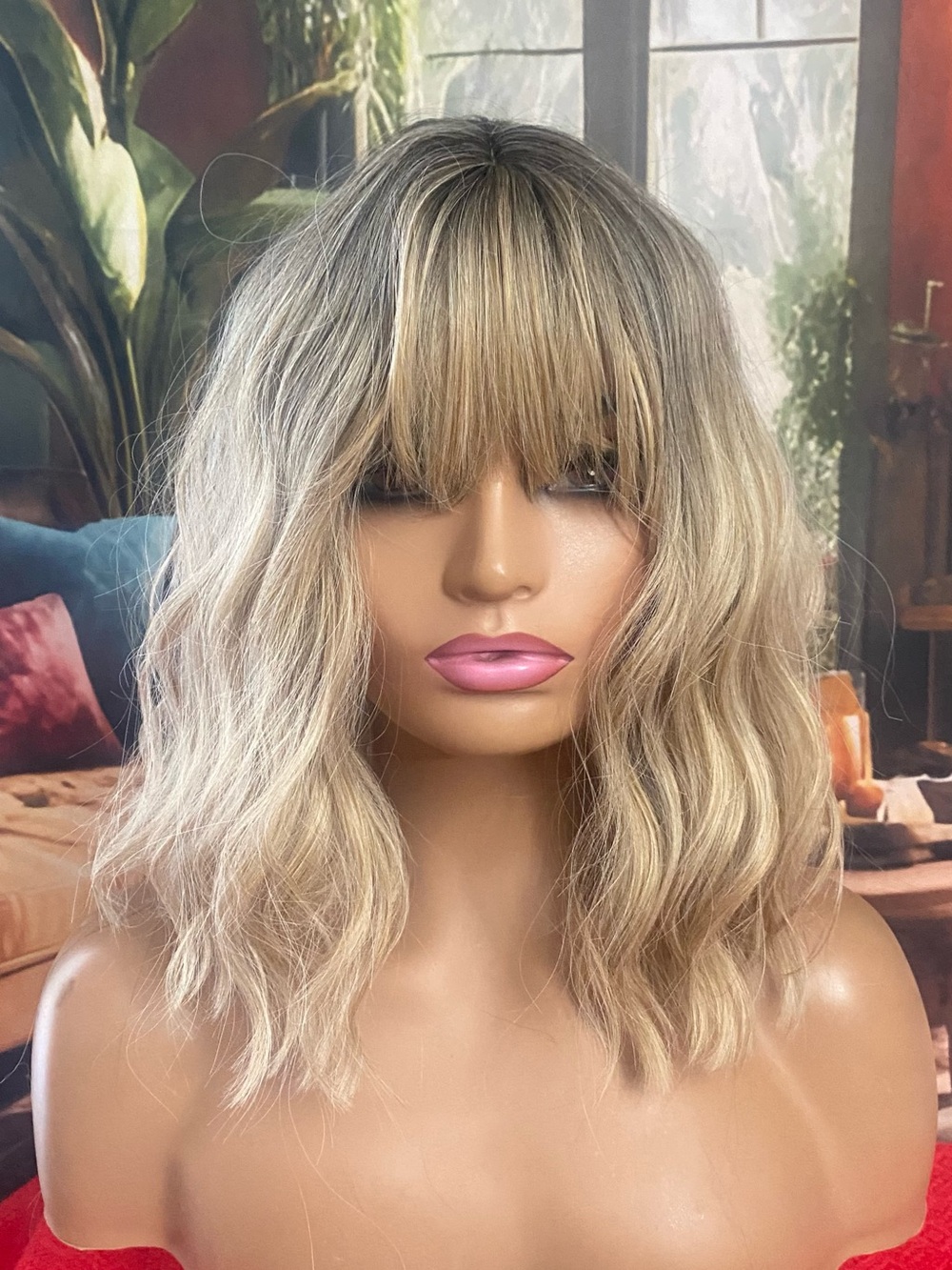 CLEARANCE wavy blonde bob wig